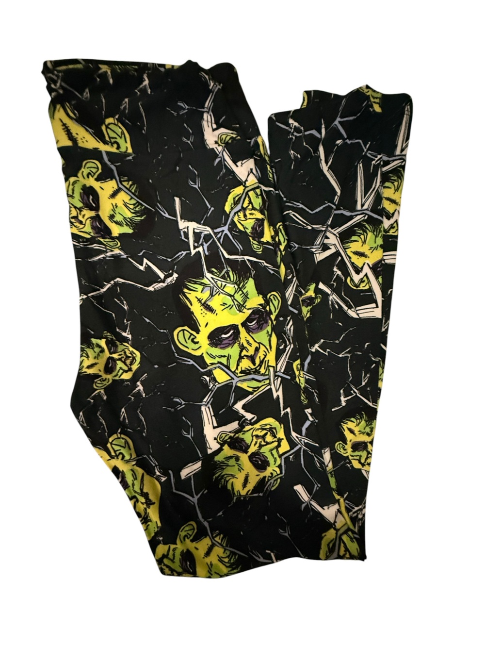 LuLaRoe Black & Neon Green Halloween Zombie Leggings